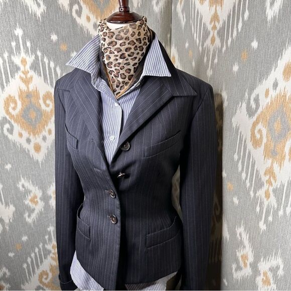 Ralph Lauren Midnight Shadow Stripe Wool Gaberdine Blazer - Picture 7 of 16